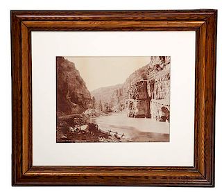 W.H. Jackson Mammoth Albumen Photograph The Walls of the Canyon - Grand River, Denver & Rio Grande RR 