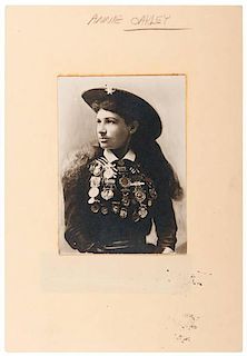 Annie Oakley Wearing Sharpshooter Medals, Photograph 