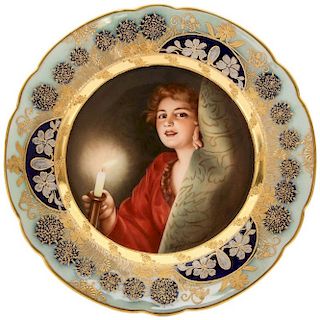 A Rare and Exceptional Art Nouveau Royal Vienna Porcelain Plate by Wagner