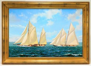 Andrew S. Walton Racing Sailboats Painting