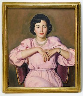 Walter Sherwood Portrait Painting of Elegant Woman