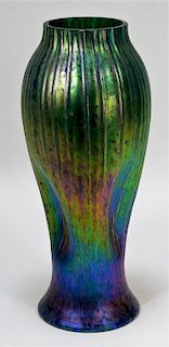 Attr. Rindskopf Iridescent Bohemian Art Glass Vase