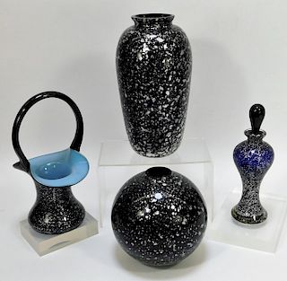 4PC Welz Salt and Pepper Bohemian Art Glass Group