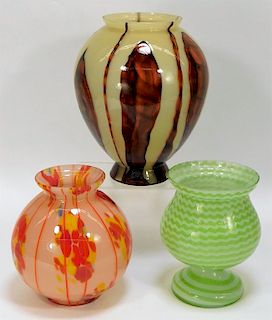 3 Kralik Bohemian Czech Art Glass Vases