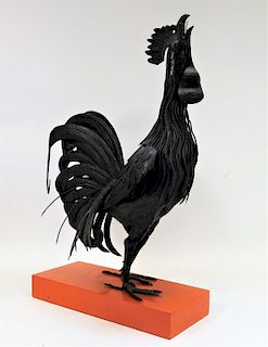 Lifesize American Cawing Bronze Rooster Statue