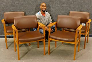 4 Svegards Markaryd Swedish MCM Wood Arm Chairs