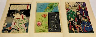 3 Japanese Naoyoshi + Polychrome Woodblock Prints