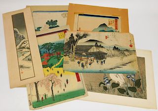 6 Japanese Landscape Woodblock Print Grouping