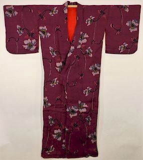 Japanese Floral Maroon Tomesode Kimono
