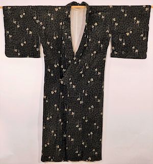 Japanese Black and Cream Tomesode Kimono