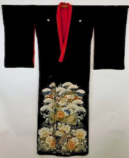 Japanese Painted Peonies Tomesode Kimono