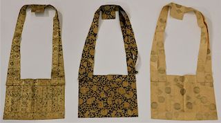 3 Japanese Edo Period Silk Brocade Rakusu Textiles