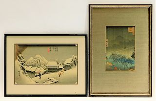 2 Japanese Changing Seasons Woodblock Prints