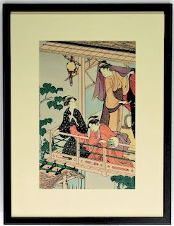 Torii Kiyonaga Playful Geishas Woodblock Print