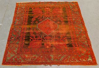 Antique Turkish Square Carpet Rug