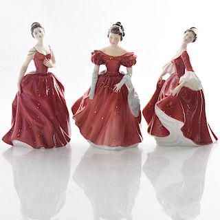 3 ROYAL DOULTON FIGURINES, PRETTY IN RED