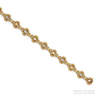 Antique 14kt Gold, Pearl, and Diamond Bracelet