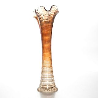 ART DECO CARNIVAL GLASS VASE, WITH IRIDESCENT FINISH