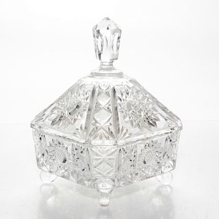 VINTAGE LEAD GLASS CRYSTAL COVERED DISH