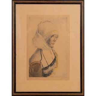 REINTHAL & NEWMAN CIRCA 1920 LITHOGRAPH, LADY IN YELLOW