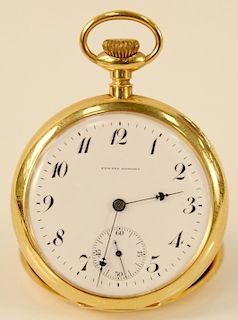 Rare Howard 18 Karat Gold Open Face Pocket Watch, case and works, serial number 204, in working condition, circa 1858 - 1860, monogrammed. 50.8 millim