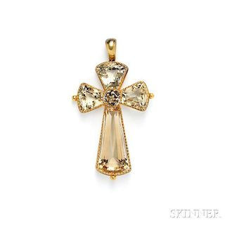 Antique Gold and Citrine Cross