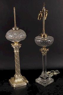 Two Neoclassical Style Columnar Form Fluid Lamps