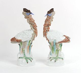 Pair of Italian Ceramic Bird Figures, 20thC.