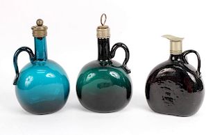 Three Vintage Glass Bottles, 20thC.