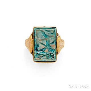 Two Gold and Faience Rings