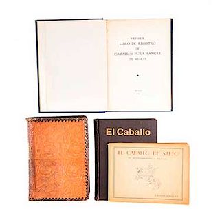 Lote de 4 libros. Consta de: a) Rincón Gallardo, Jaime. Primer Libro de Registro de Caballos Pura Sangre de México.<...