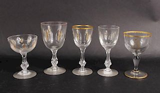 Assorted Colorless Glass Gilt Decorated Stemware, 20thC.