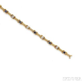 Antique 18kt Gold, Sapphire, and Diamond Bracelet