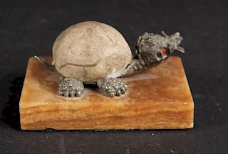Cartier Sterling Silver Mounted and Stone Turtle, France,20thC.