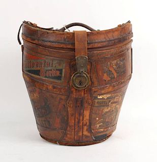 Leather Hat Box, 19thC.