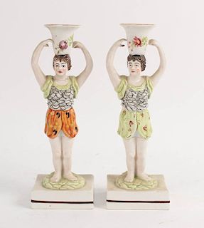 Pair of Porcelain Peasant Figures, German, 20thC.