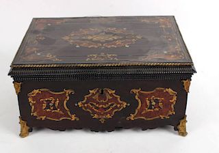 Black Lacquer Inlaid and Ormolu Mounted Jewelry Box, 20thC.