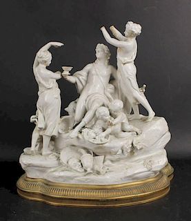 Neoclassical Porcelain Bacchus Figural Group, German, 20thC.
