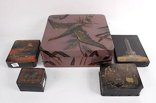 Five Chinese Covered Boxes, 20thC.,