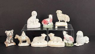 Seven Staffordshire Porcelain Animal Figures, 20thC.
