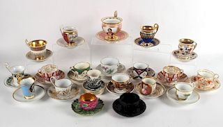 Group of Porcelain Cups and Saucers, 19th/20thC.