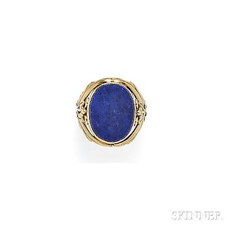 Arts & Crafts Gold and Lapis Ring, Attributed to Frank Gardner Hale