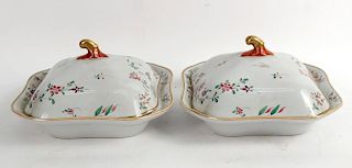 Pair of Spode Porcelain Covered Vegetable Dishes,English 20thC.