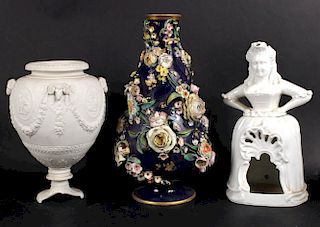 Cobalt Floral Encrusted Vase, 20thC.