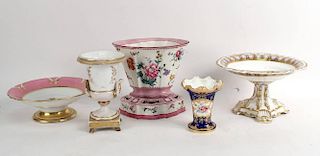 Five Porcelain Table Articles, Continental, 20thC.