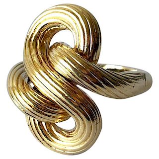 1960s Textured 14 Karat Gold Love Knot Cocktail Ring