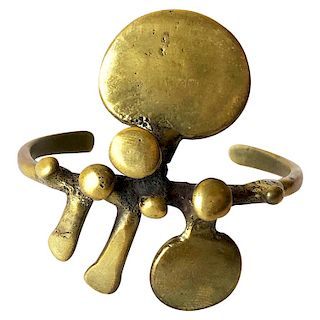 Vintage Jack Boyd San Diego Modernist Bronze Spore Cuff Bracelet