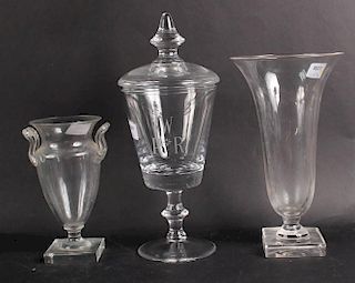 Val St Lambert Glass Covered Jar, French, 20thC.