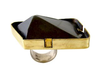 Heidi Abrahamson Sterling Silver Brass Pyramid Ring