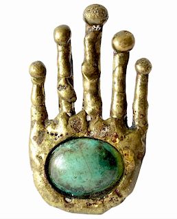 Pal Kepenyes Bronze Turquoise Mexican Surrealist Hand Ring